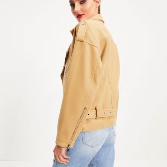 NWT HARLEY BIKER POCKETED JACKET IN CAMEL XS - Picture 3 of 10